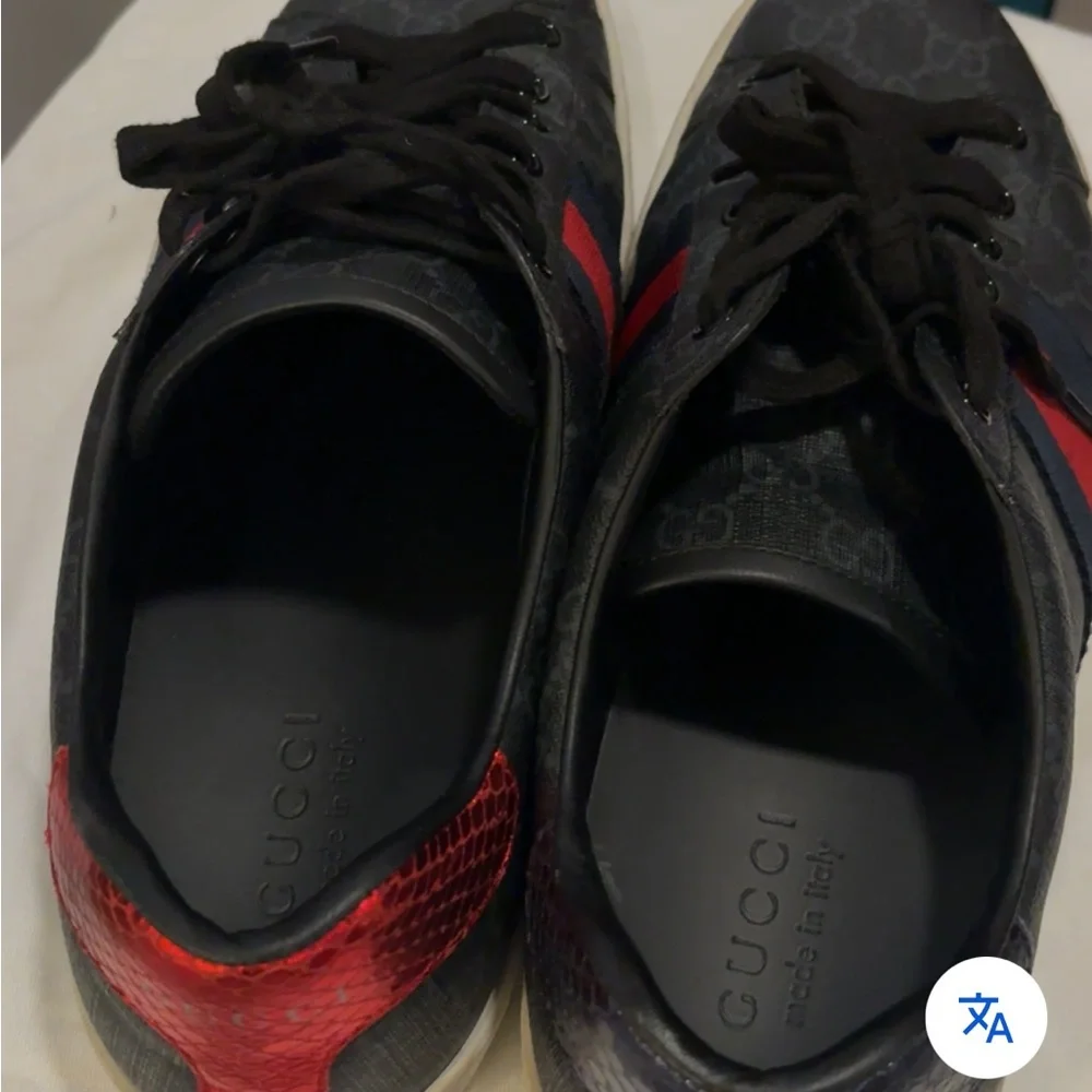 Gucci Ace GG Supreme Men’s Sneakers Black Red Blue Size 9.5
